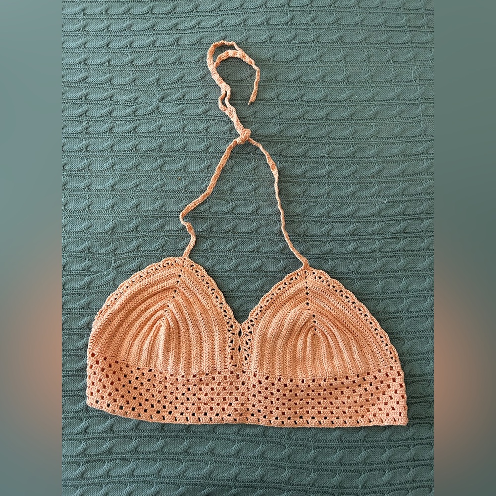 Coral Crochet Bra Top